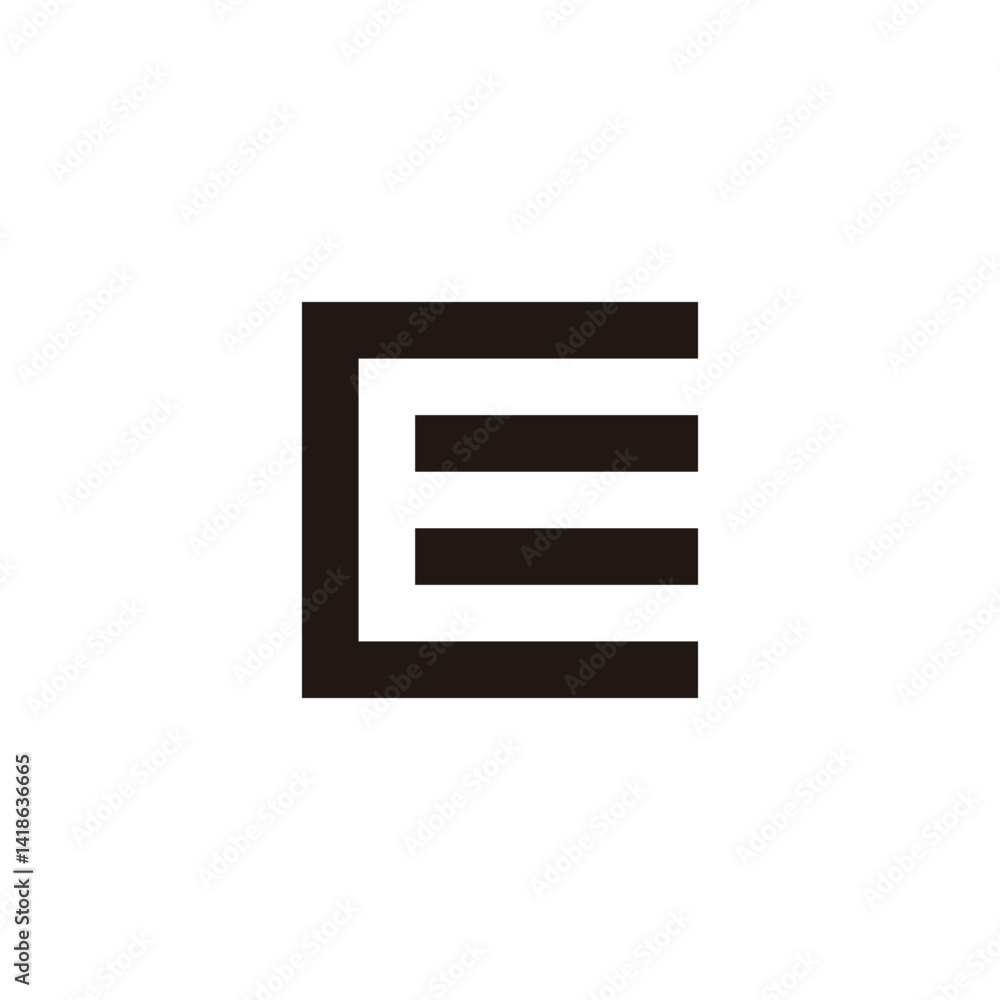 Letter C and E square, stripe geometric symbol simple logo vector Letter C and E square, stripe geometric symbol simple logo vector