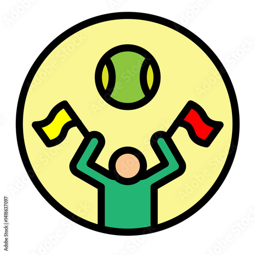 Tennis Spectators Vector Filled Icon Design