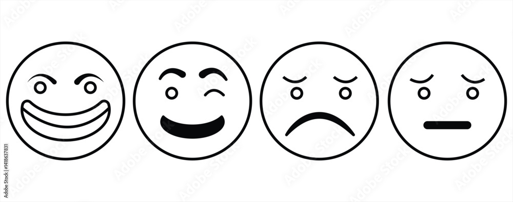 happy and sad facial expressions on emote illustrations, happy and sad facial expressions on emote illustrations,