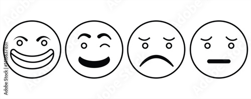 happy and sad facial expressions on emote illustrations, 