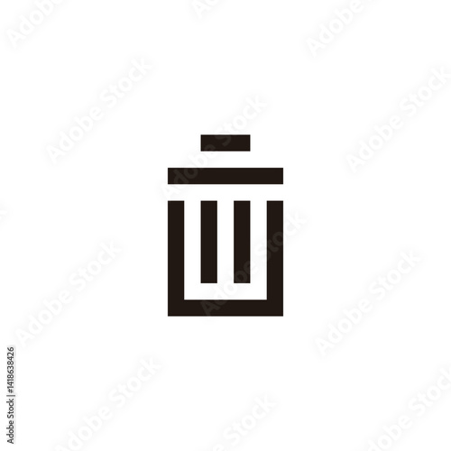 Letter U rubbish bin geometric symbol simple logo vector