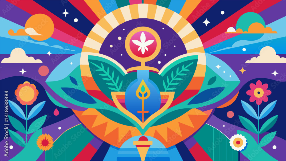 A vibrant cover adorned with colorful abstract art representing the ongoing process of healing and growth.. Vector illustration