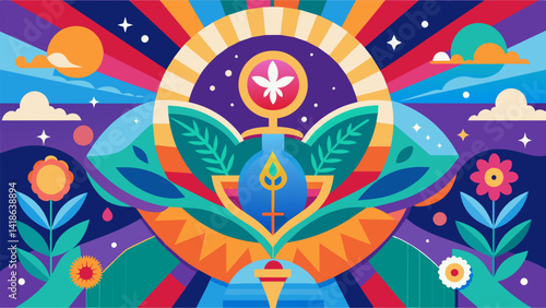 Obraz na płótnie A vibrant cover adorned with colorful abstract art representing the ongoing process of healing and growth.. Vector illustration w salonie