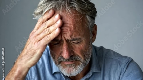 A man holding his forehead, unable to handle the pressure of running a company.