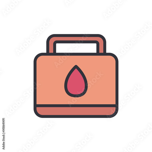 Blood briefcase colored icons, minimalist vector illustration ,simple transparent graphic element .Isolated on white background