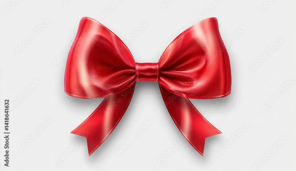 Bright Red Satin Bow with Elegant Ribbons for Gift Wrapping Bright Red Satin Bow with Elegant Ribbons for Gift Wrapping