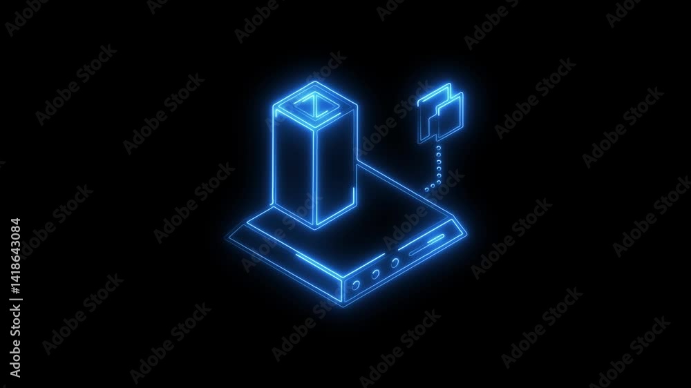 Glowing neon extractor hood icon 4k isolated on black background. HD Video motion graphic animation Glowing neon extractor hood icon 4k isolated on black background. HD Video motion graphic animation