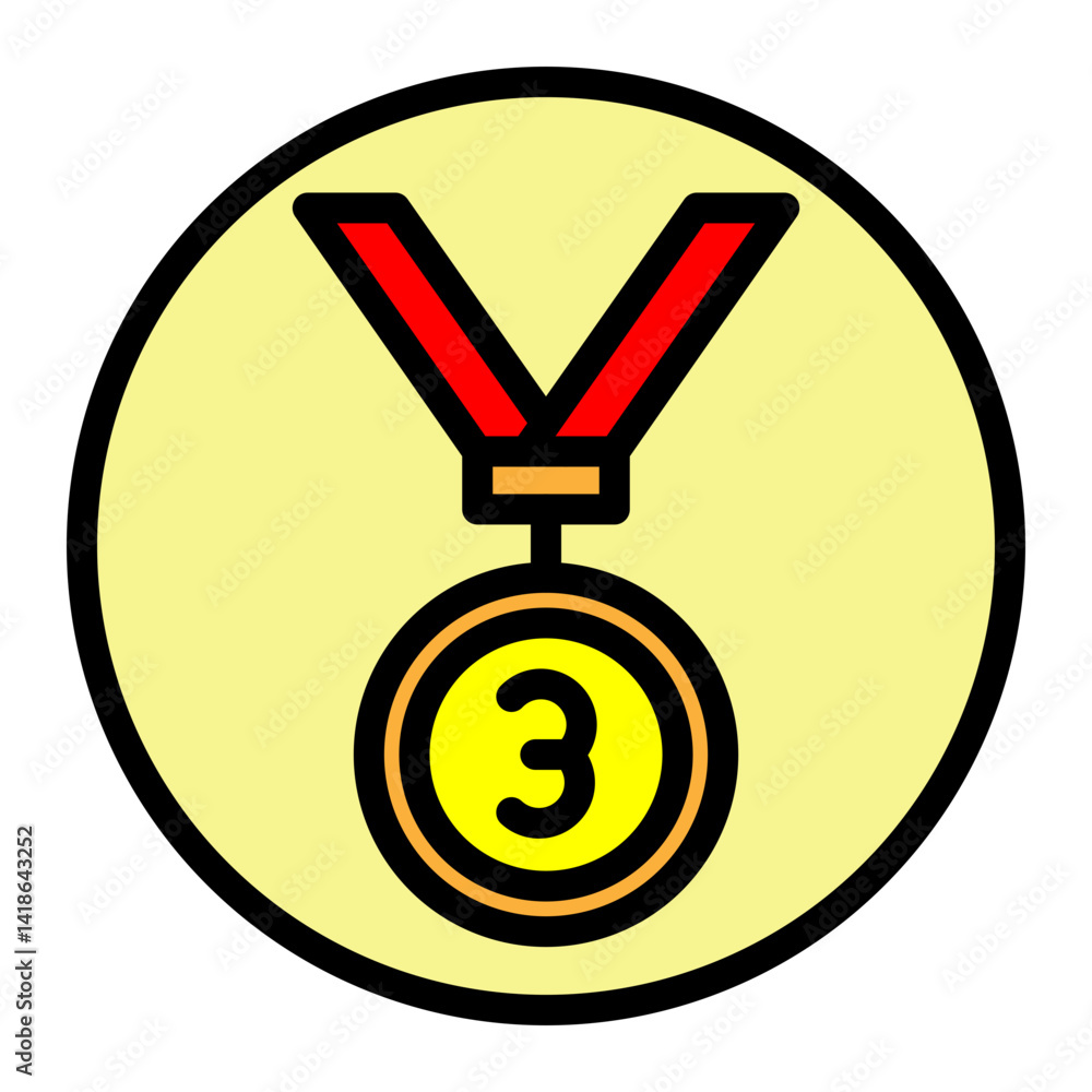 Bronze Medal Vector Filled Icon Design