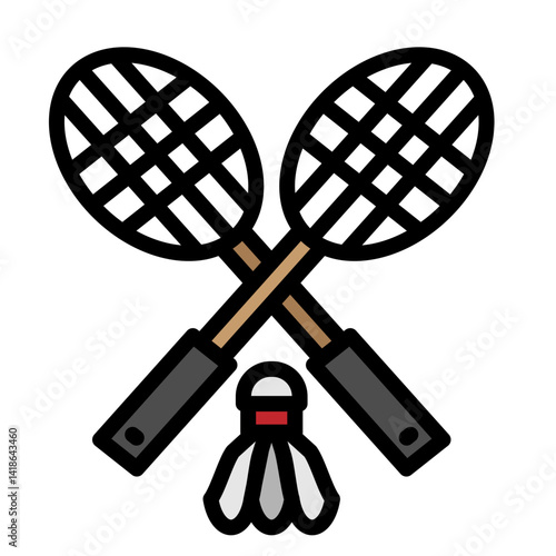 Badminton Vector Filled Icon Design