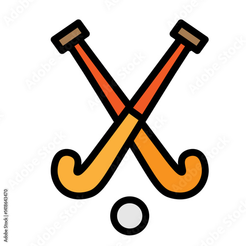 Field Hockey Vector Filled Icon Design