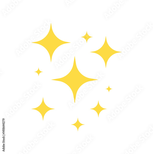 Shine or sparkle vector. Sparkling star in yellow color on white background. Vector illustration