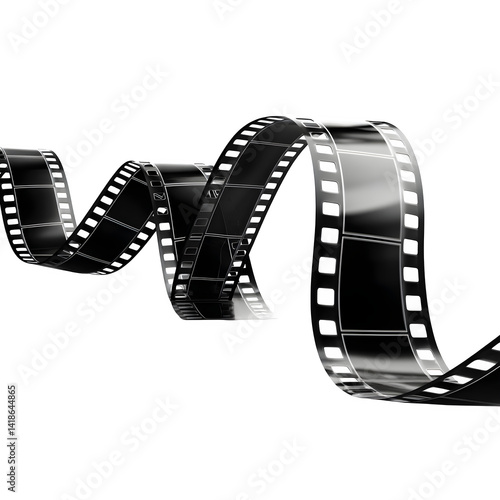 Cinema film strip black blank isolated on white --v 7.0