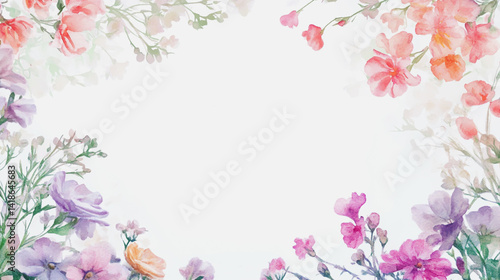Elegant wedding invitation card background . Minimal hand painted watercolor botanical flowers texture template background. Design for wedding, vip cover, poster, rsvp moderncard.Valentine's Day