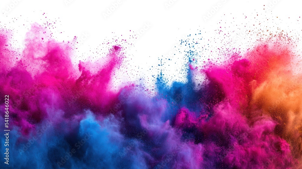 custom made wallpaper toronto digitalexplosion of vibrant holi powder a colorful splash of pink blue and orange pigments against a pristine white backdrop creating artistic effect