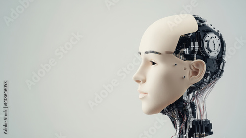 Obraz na płótnie A robot head with a white face and black parts w salonie