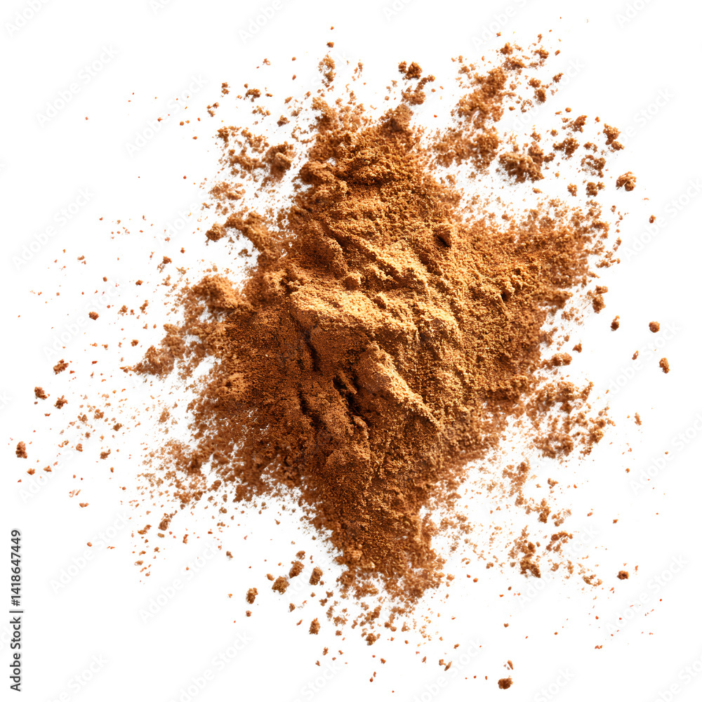 Cinnamon powder scattered isolated on white, texture --v 7.0 Cinnamon powder scattered isolated on white, texture --v 7.0