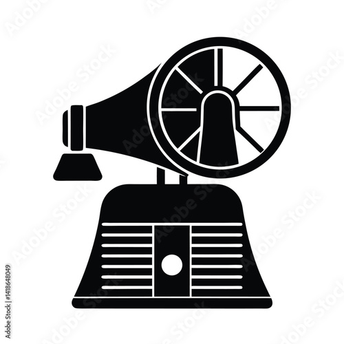 silhouette of a vintage radio broadcasting static shaped like the liberty bell  