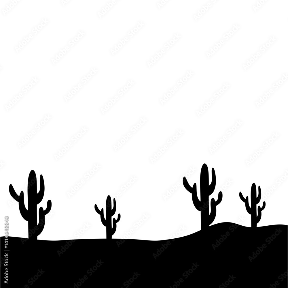 Fototapeta premium Desert cactus silhouette. Vector illustration 