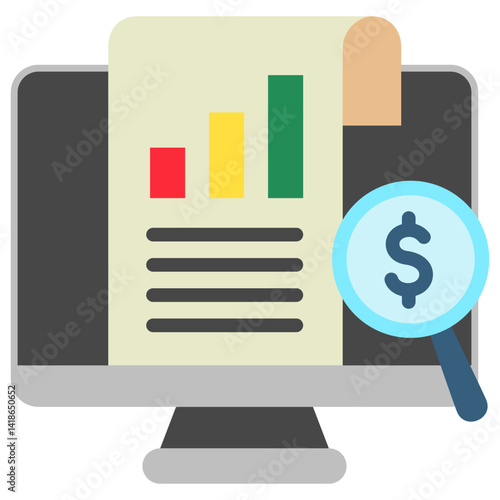 Expense Tracker mini illustration flat color icon, use for taxation, economy, business, finance, UI, UX kit, app and web development, digital or print.