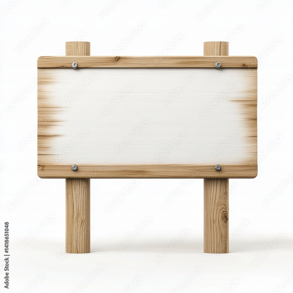 Obraz premium Blank Wooden Sign on Stand for Custom Messages or Information Display