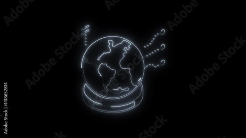 Wallpaper Mural Glowing neon global network icon 4k  isolated on black background. HD Video motion graphic animation Torontodigital.ca