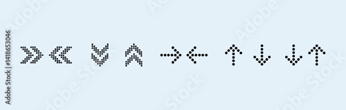 Arrows dots. dot arrow vector set. points arrow collection of direction arrows. isolated icon.