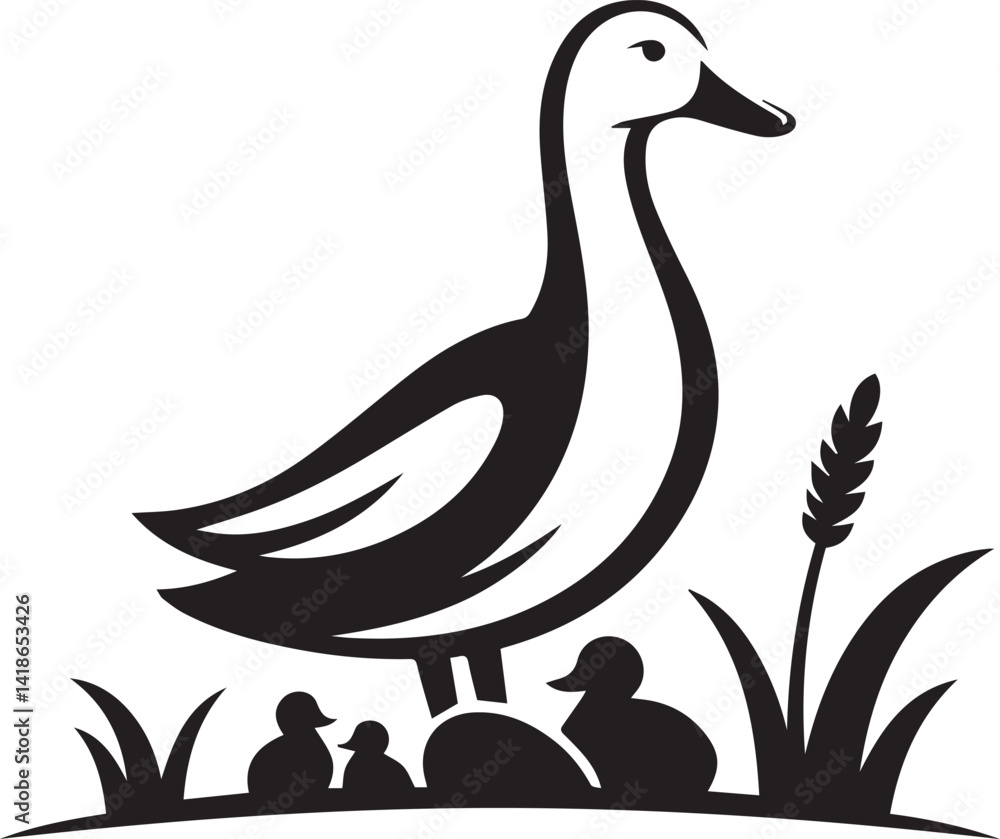 Fototapeta premium Beautiful Black Duck Vector Silhouette Art This Is An Editable And Printable Vector Eps File 
