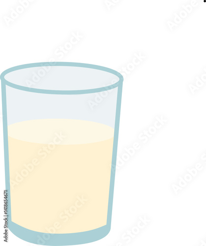 Minimalist vector illustration of a glass filled with fresh milk. Perfect for food packaging, dairy product branding, menu design, and healthy drink promotions.
