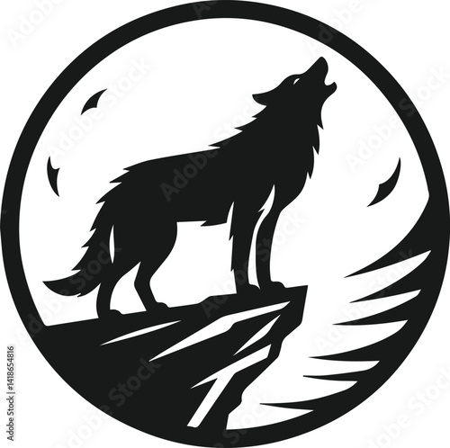 Wolf howling vector black
