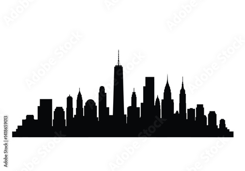 Skyline new york silhouette. This image shows the iconic skyline of New York City, highlighting Manhattan's skyscrapers and urban landmarks. Vector clipart illustration design.