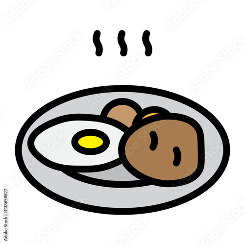 Meatloaf Plate Vector Filled Icon Design