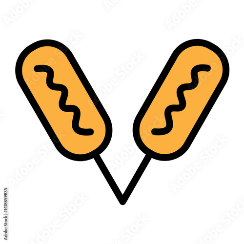 Corn Dog Vector Filled Icon Design