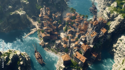 Fototapeta Naklejka Na Ścianę i Meble -  A View of an Ancient City Built Between Cliffs