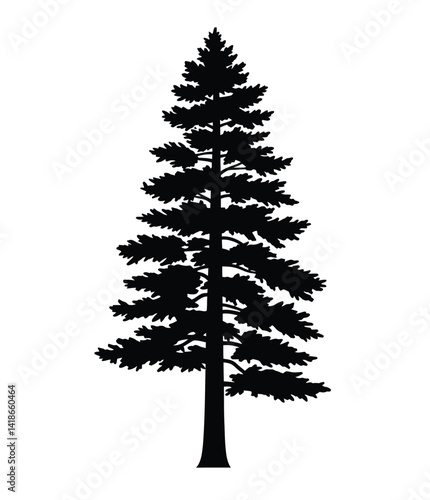 Ponderosa pine silhouette. This image shows the silhouette of a ponderosa pine tree, known for its towering stature and evergreen foliage. Vector clipart illustration design.