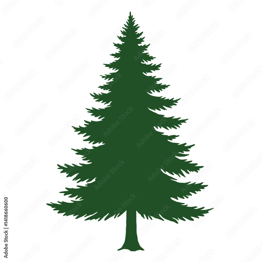 Green pine tree silhouette. This image shows a silhouette of a pine tree, known for its needle-like foliage and evergreen beauty in natural landscapes. Vector clipart illustration design. Green pine tree silhouette. This image shows a silhouette of a pine tree, known for its needle-like foliage and evergreen beauty in natural landscapes. Vector clipart illustration design.