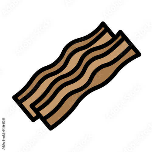 Crispy Bacon Vector Filled Icon Design