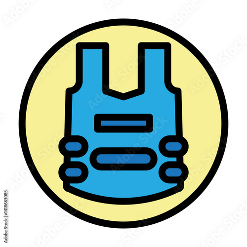 Bulletproof Vest Vector Filled Icon Design