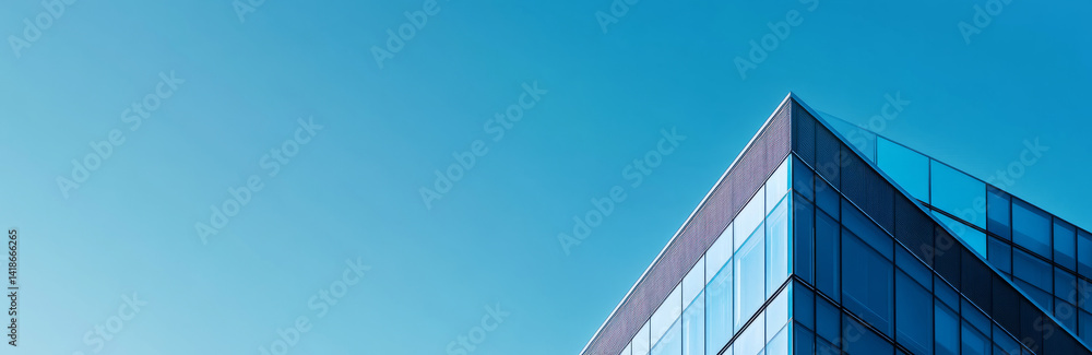 Clear blue sky over sleek building makes one feel calm and serene as modern architecture meets nature beauty Clear blue sky over sleek building makes one feel calm and serene as modern architecture meets nature beauty