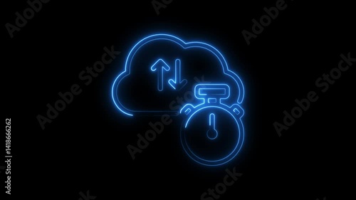 Glowing neon latency icon 4k isolated on black background. HD Video motion graphic animation