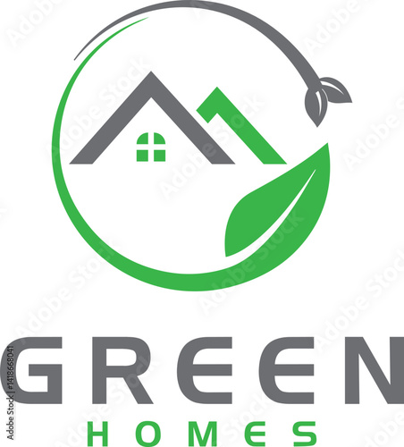 Green Homes Logo .Eco Friendly Real Estate