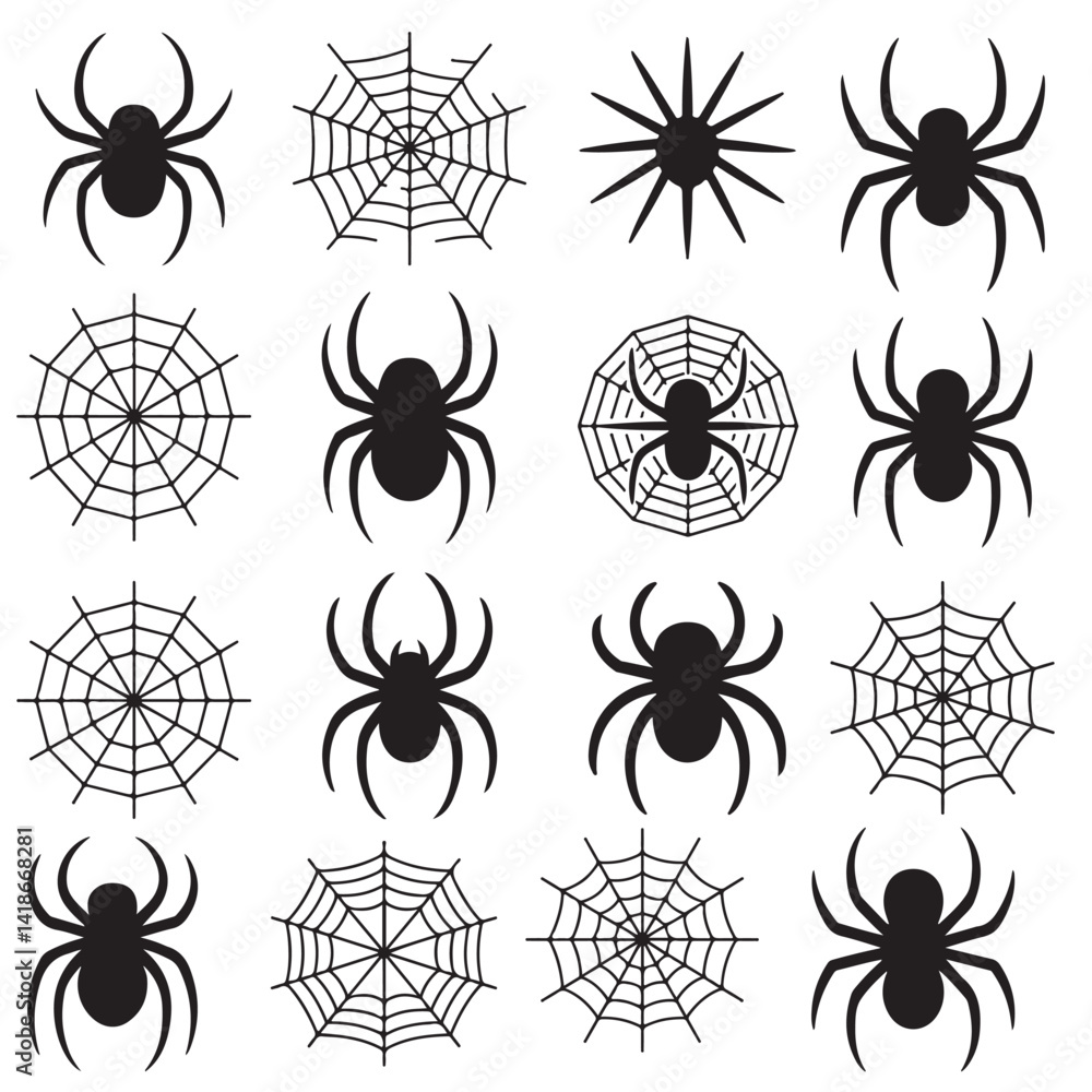 Fototapeta premium spiderweb black vector silhouettes