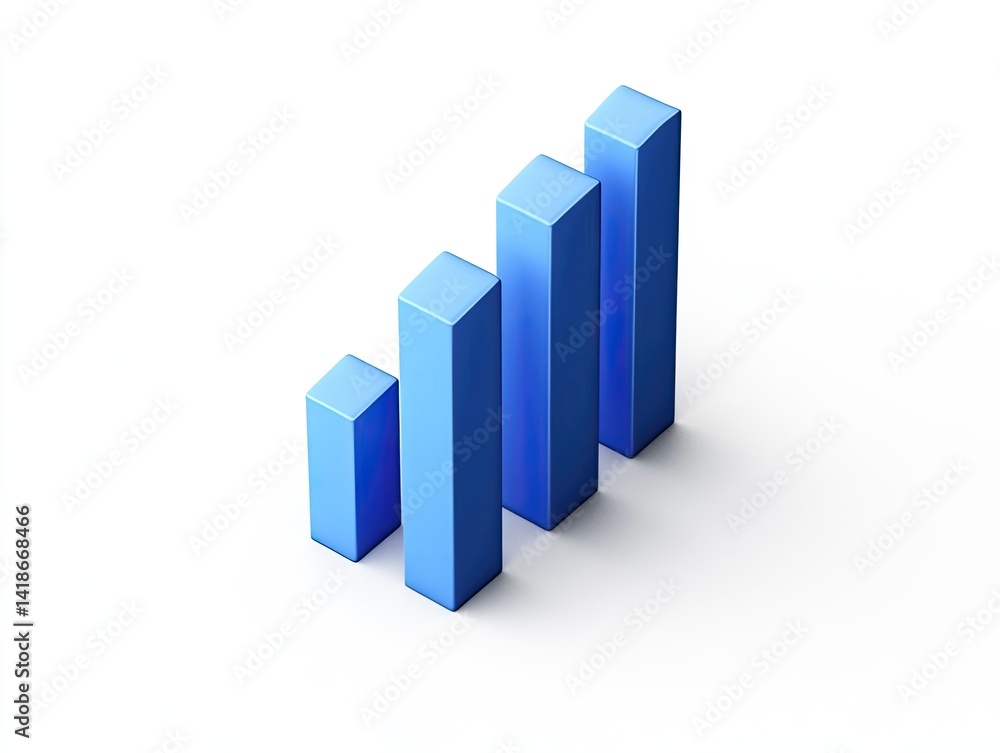 Ascending blue 3D bar graph on white. Ascending blue 3D bar graph on white.