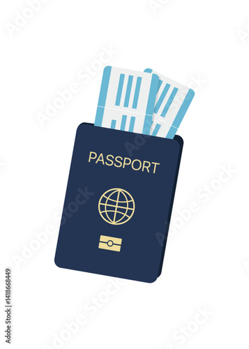 Passport And Boarding Pass On White Background stock illustration