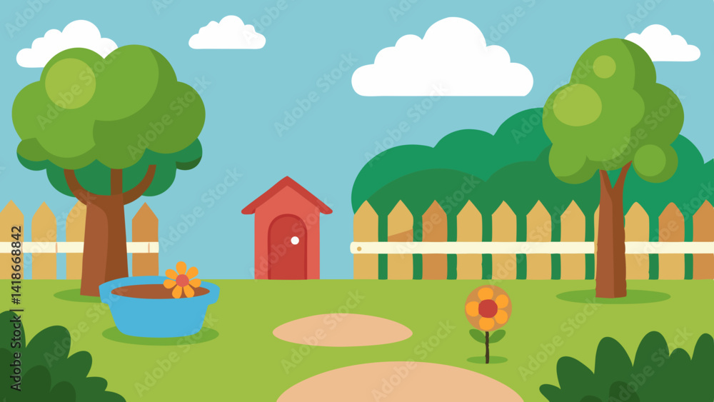 Fototapeta premium Cartoon Garden Backyard Design