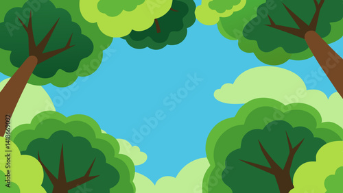 Cartoon Tree Canopy Background Top View Scene