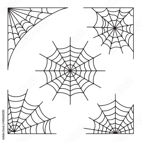 spiderweb black vector silhouettes