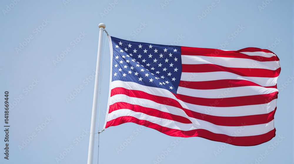 Fototapeta premium american flag on blue sky