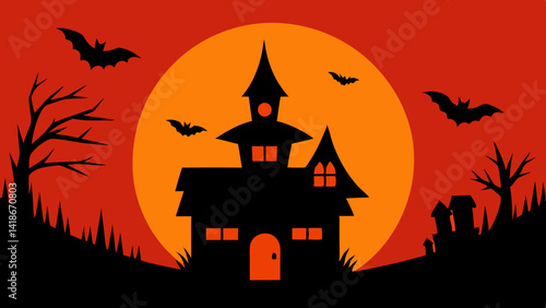 Retro Classic Horror Movie Background with Halloween Theme
