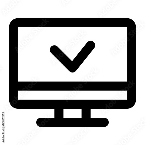 Monitor Check, screen, computer, hardware, check. Outline style icon for website, apps, and computer hardware theme.