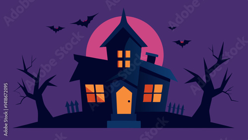 Haunted Halloween House with Cracked Windows